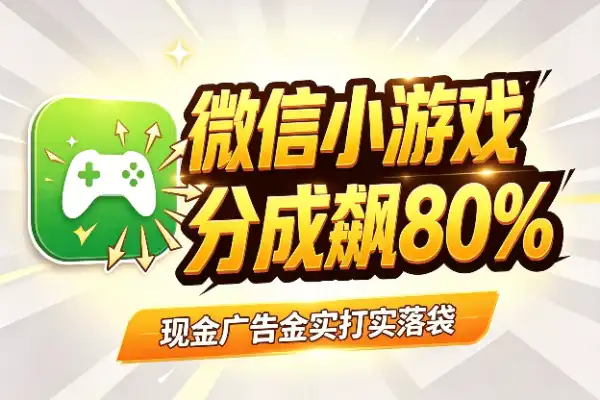 微信小游戏放大招,开发者分成飙到80%