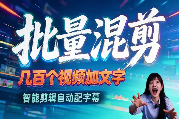批量混剪+智能剪辑｜几百个视频一次加好文字和字幕